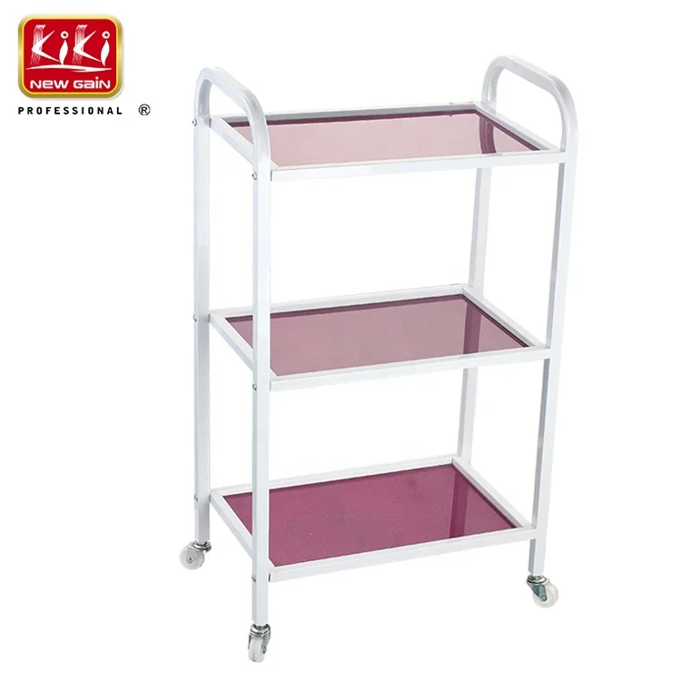 Тележка KIKI NEWGAIN из закаленного стекла, тележка для салона красоты с 3 лотками