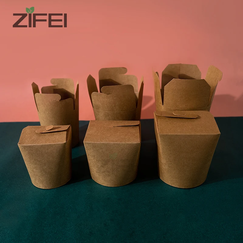 Noodle take out boxes, kraft paper made meal pail food container for fried chicken fruit vegetable