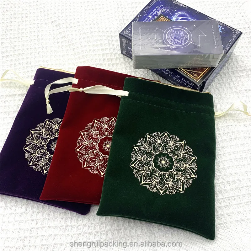 13x18 см бархат Таро карты сумка для хранения, из бархата и атласной кулиской мешок для Tarot & Oracle карты