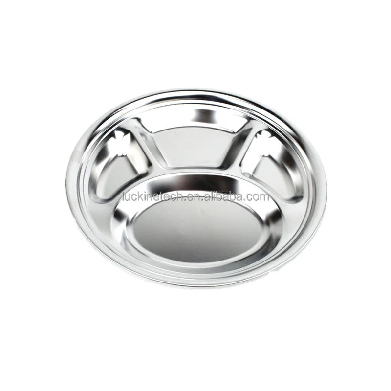 Wholesale hot sell 26cm 304 stainless steel dinner plates for fast food household dishes