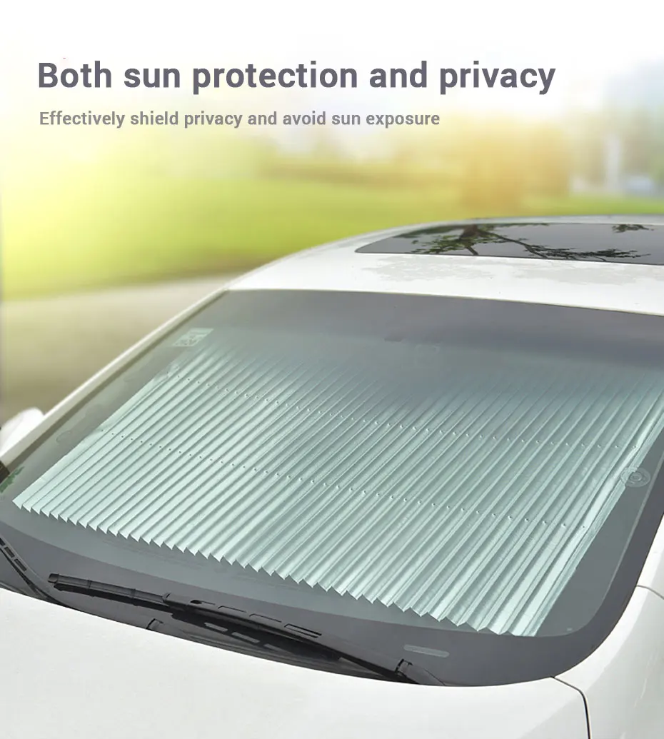 Summer Car Sunshade with UV Protection Retractable Windscreen Curtains for Front/Rear for Summer Use