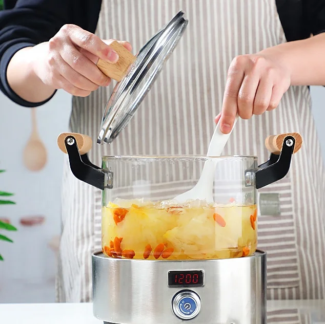 High borosilicate transparent binaural glass soup pot household glass electric pottery stove stewing soup pot