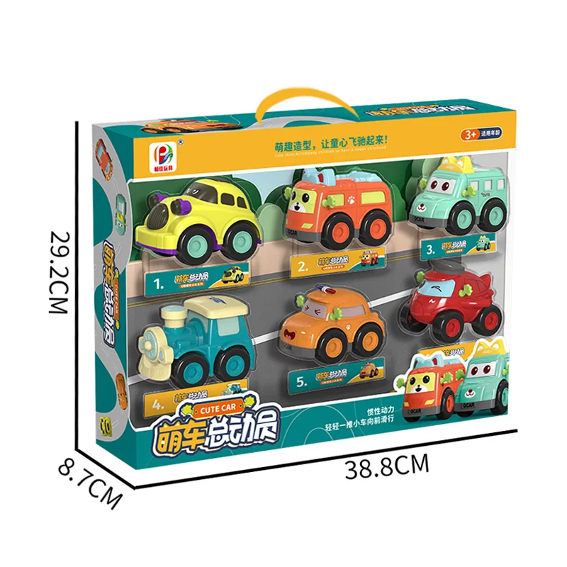 2024 Hot Sale Factory Wholesale Plastic Small Cartoon Mini Inertial Friction Toy Car Set Baby Kids Toys  For Gift