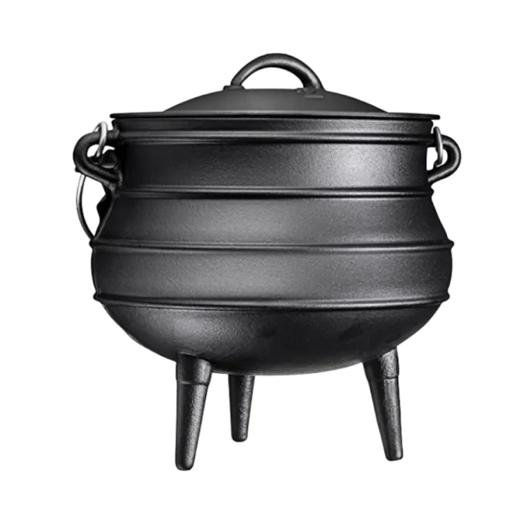 South African Large Cast Iron Cooking Pot 3 Legs Cast iron Caudron Potjie Soup Pot With Lid
