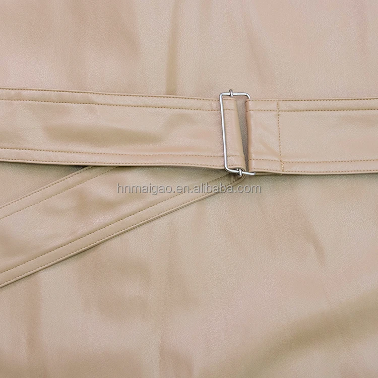  Новый модный стиль подгоняемый цвет верблюжьего цвета большие размеры кожаные длинные куртки для женщин