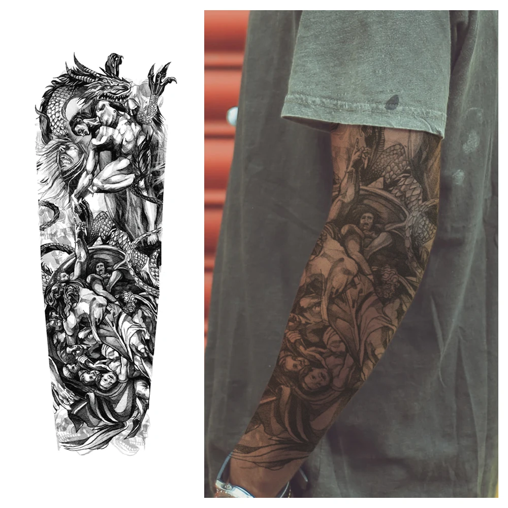 Hot Sale Large Size Waterproof Arm Tatoo Stickers Full Sleeve Long Lasting Fake Body Temporary Tattoos For Men
