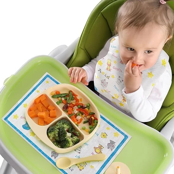 Leak Proof Baby Disposable Bibs Waterproof Disposable Baby Bibs for Baby Boys and Girls