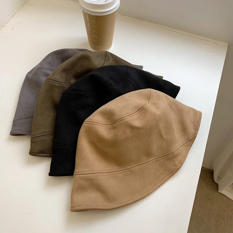 Professional Hats Custom Manufacturer Winter Bucket Hat Customizable Embroidery Logo Suede Bucket Caps