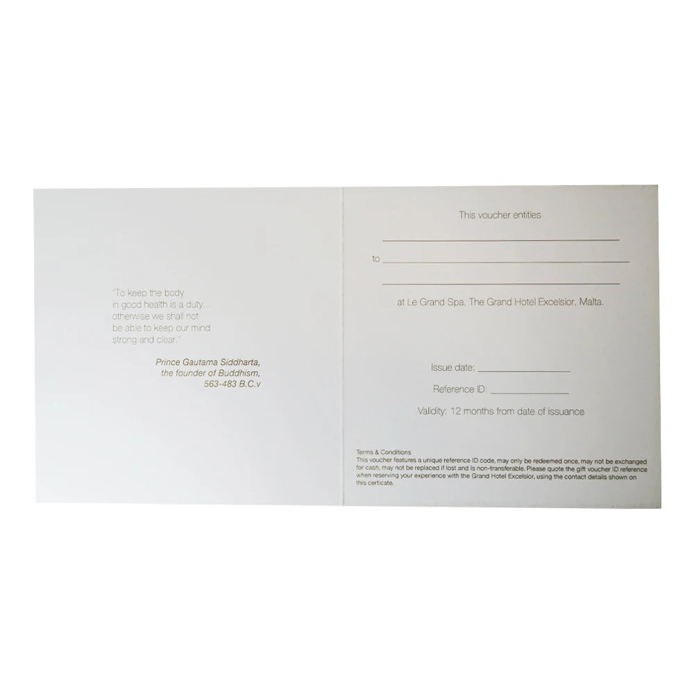 Eco friendly white hotel spa card offset printing OEM 10000 MOQ folding hotel advertising pamplet