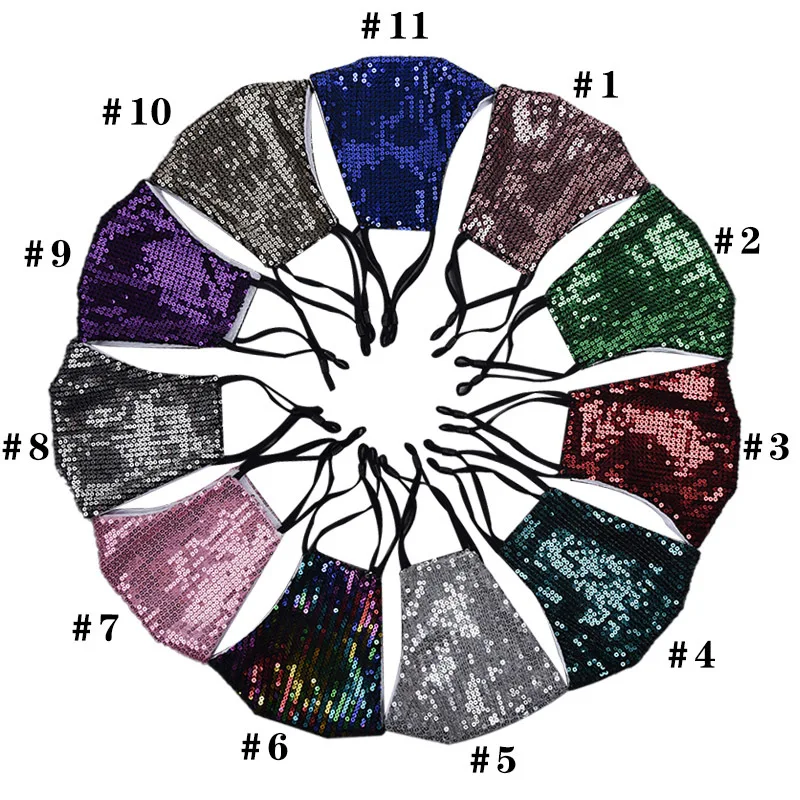 fashion Sequin custom design face maskes girls Multi-color Sparkly Sequins Face Cover Nightclub Masquerade Maskes for Women