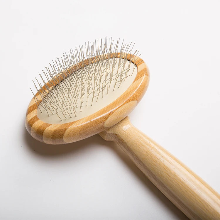 natural  pet accessories hair cleaning  comb durable wooden bamboo pet remover grooming brush with long handle easy pet care