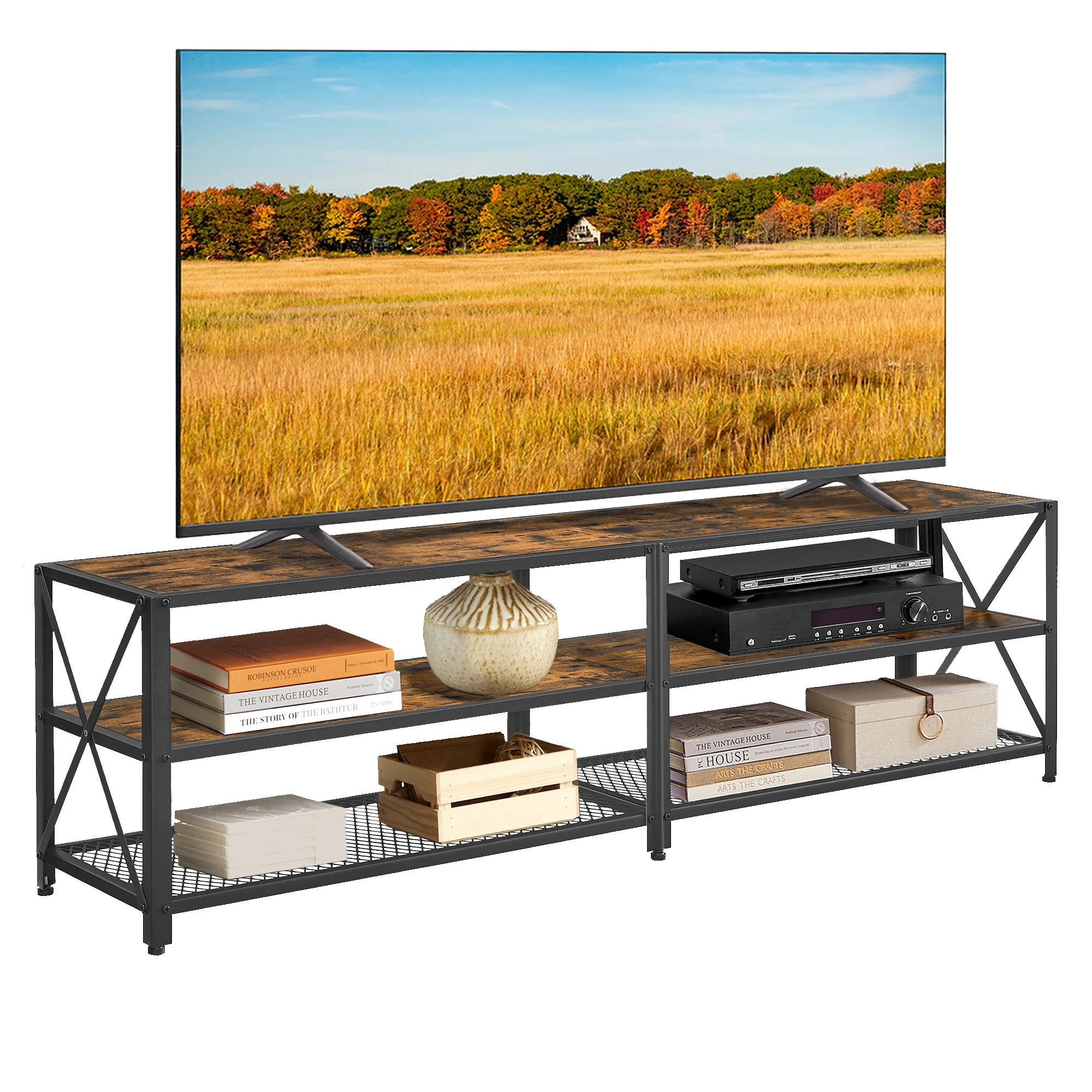 VASAGLE Bedroom Furniture Modern Tv Stand Simple Design Tv Cabinet 60 Inches 3-tier Tv Table