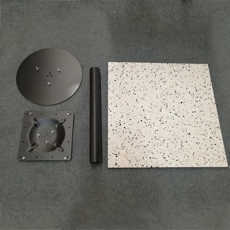 Black Metal Frame Terrazzo Table Top Cafe Restaurant Square Dining Table White Terrazzo Dining Table