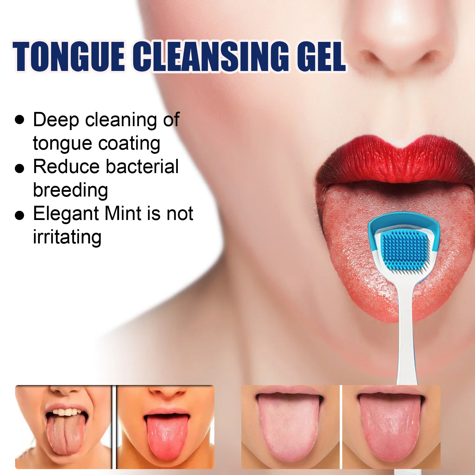 Tongue Coat Cleansing Oral Care Deodorizing breath Fresh Breath Tongue Coat Cleansing gel with brush