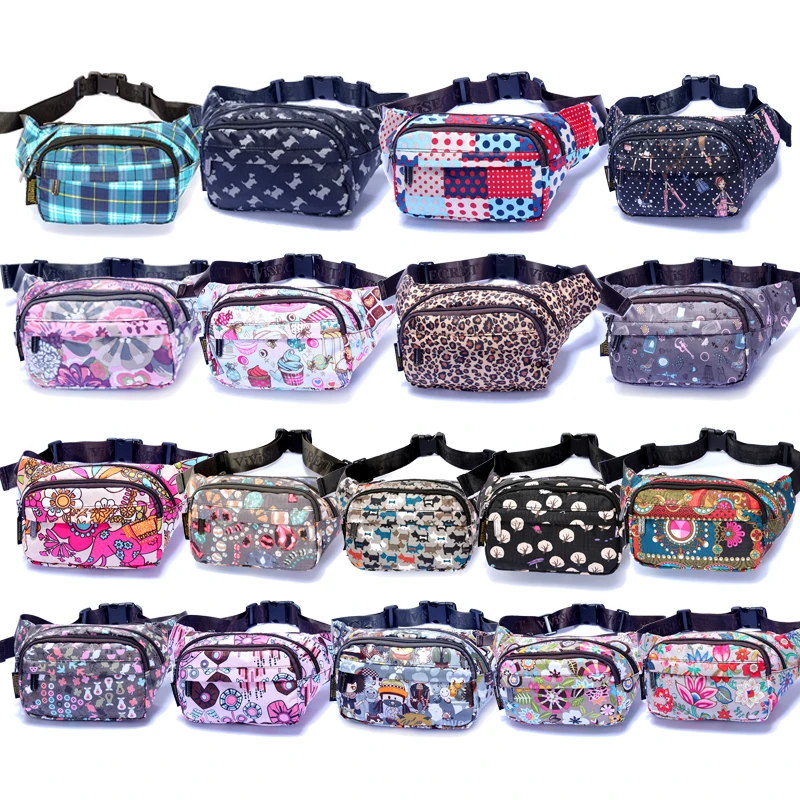 Factory price digital printing polyester waterproof hip bag waist pack lightweight customize fanny pack
