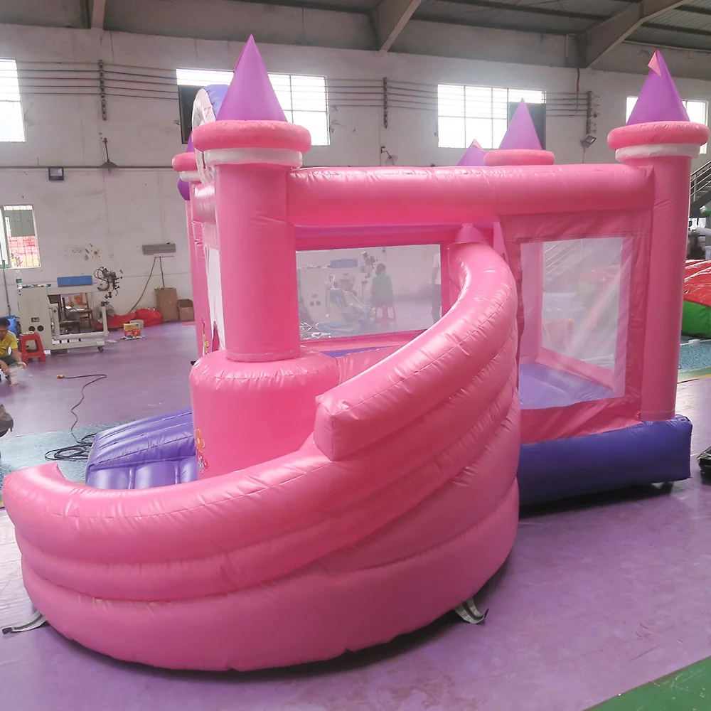 free air ship to door, 4.5x4m pink bouncy castle, commercial inflatable jumper house with slide combos for sale
