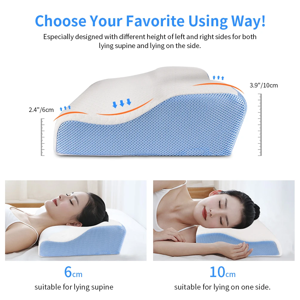 Cervical Pillow Contour Memory Foam Orthopedic Pillow for Neck Pain Sleeping for Side Sleeper Back Sleeper Stomach Sleeper