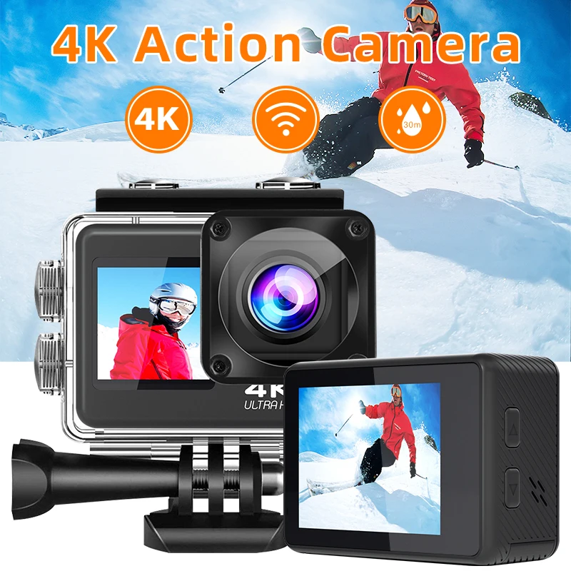 Action & sports camera 4K with wifi and remote control dual screen 2.0+1.3 inch