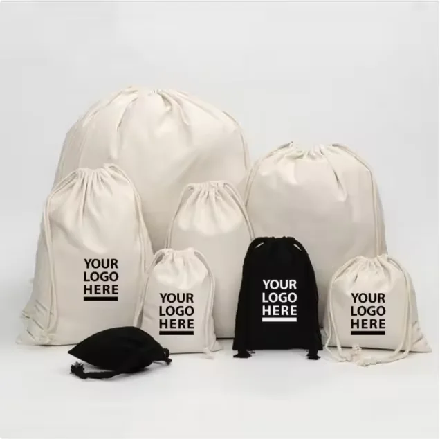 Hot Sale Custom Printed Logo Wholesale Cheap High Quality Canvas Cotton Drawstring Bag Cotton Bags