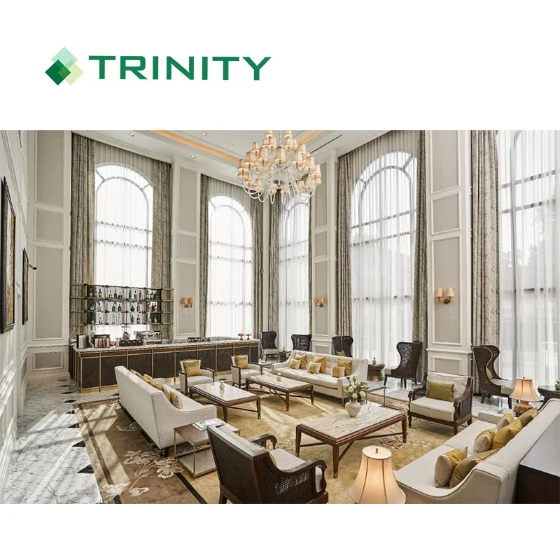 ZL02 Custom made 4 star solid wood metal modern luxury design hotel lobby furniture set