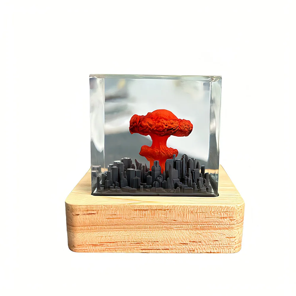 Oppenheimer Atomic Bomb Explosion Lamp Creative Crystal Glue Resin Gift Nuclear Explosion Small Night Lamp Ornament Ornaments