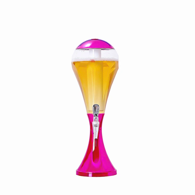 Wholesale Bar Supplies 1.5L 3L LED Ice Tube Beer Wine Drink Dispenser Multi Color Beer Tower