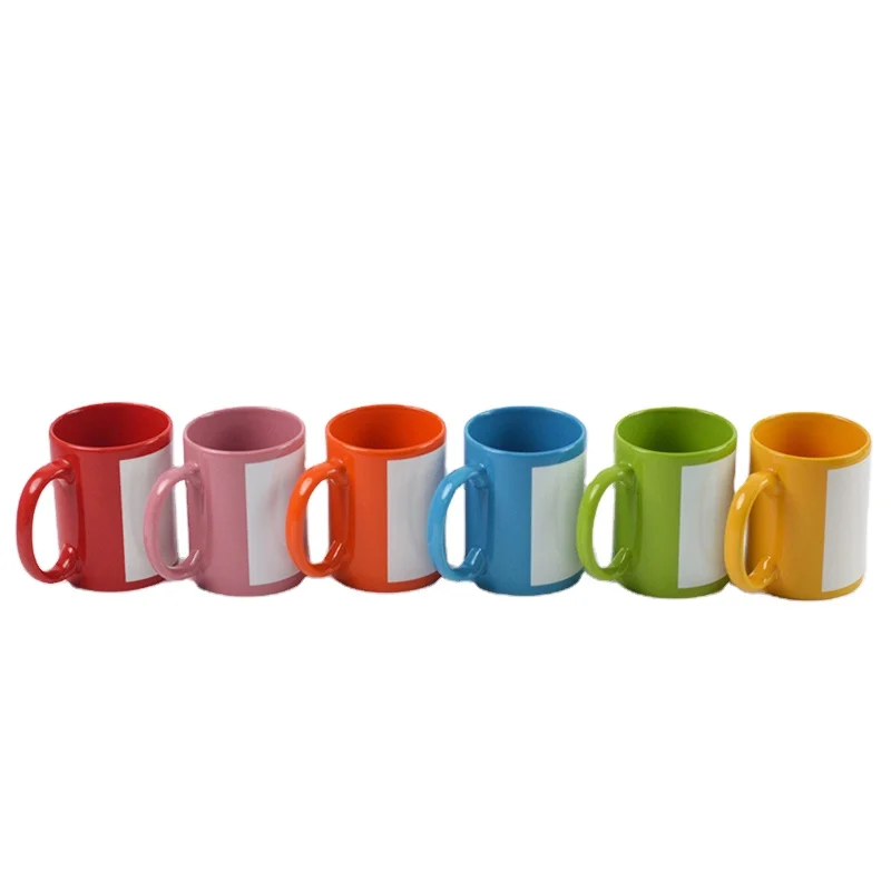 Mida 11 Oz Sublimation Color Coating Ceramic Mugs With White Patch Full Color Sublimation with Handle