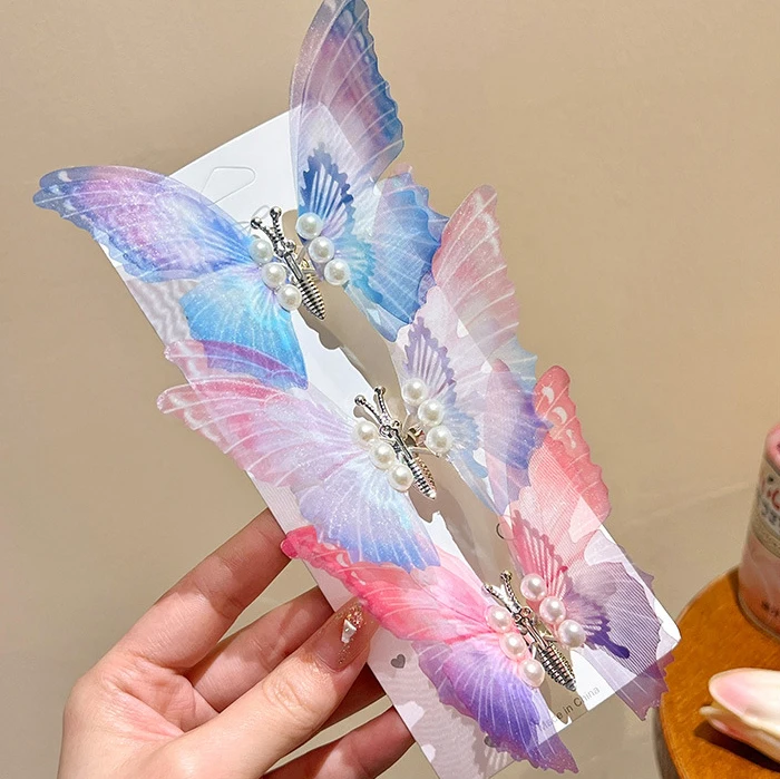 MIO wings moving butterfly hair clips imitation butterfly hairpins pearls hair clip lady girls decoration korean