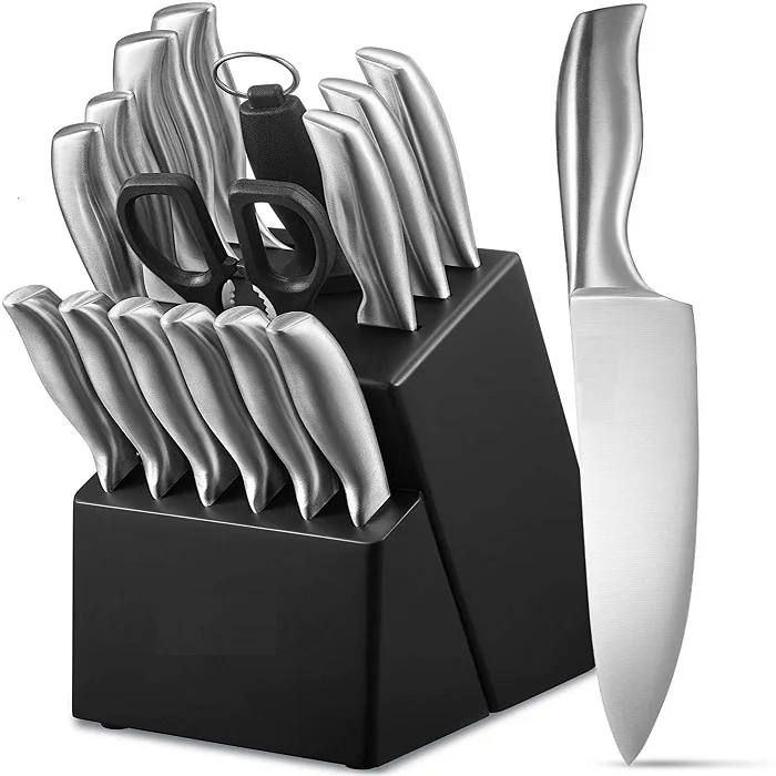 Top Sale 14 Pieces High Carbon Stainless Steel Hollow Handle Kitchen Knife Set With Block