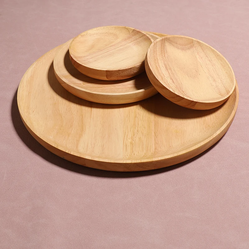 Wood Dinner Plates Round Oak Wood Serving Tray Used as Charcuterie Boards Cheese Fruit Salad Platter Bread Plate