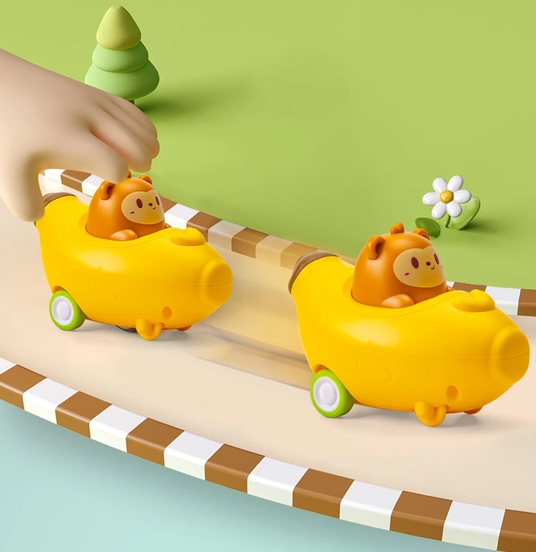Хит продаж гоночная игра игрушечная машинка TikTok инерционный откат мультяшный динозавр обезьяна банан безопасный и забавный Juguetes para Ninos
