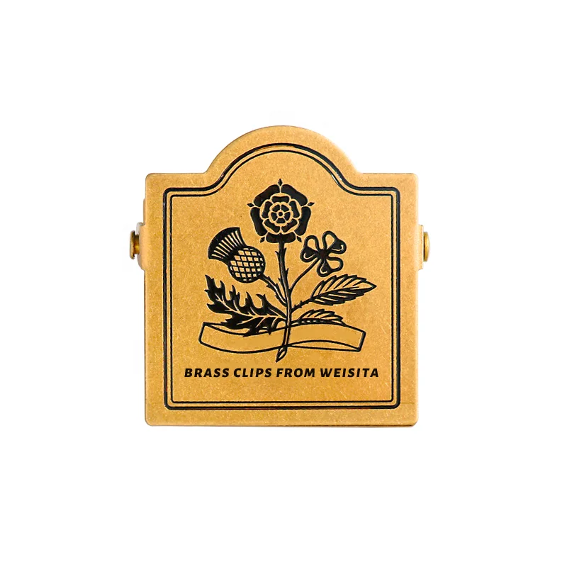 Custom Brass Retro Metal Clip for Hand Book & Drawing Board Logo Printed Office & Home Book Accessories Customizable TN Clips