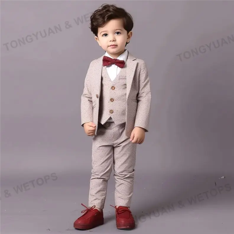 Custom Clothing Looks Sharp 1Y to 6Y Boys Suits Baby Birthday Cloth Set Classic Long Sleeve Wedding Suits for Kids Boys