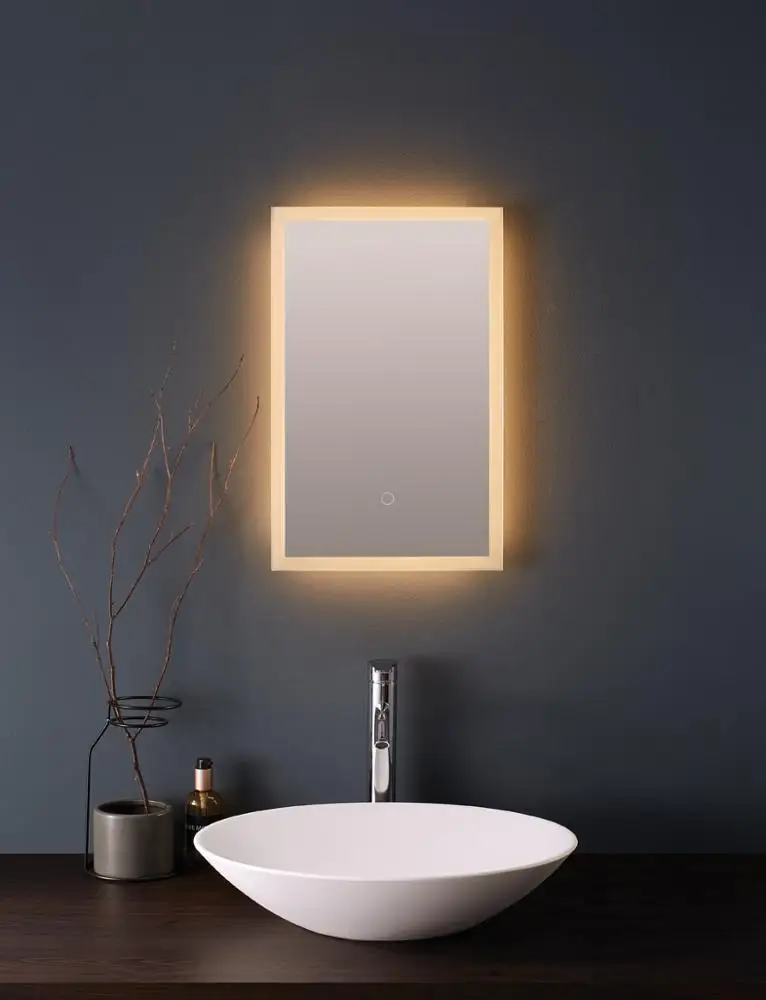 Rectangle shape wall mounted bathroom led mirror factory mass production in Vietnam