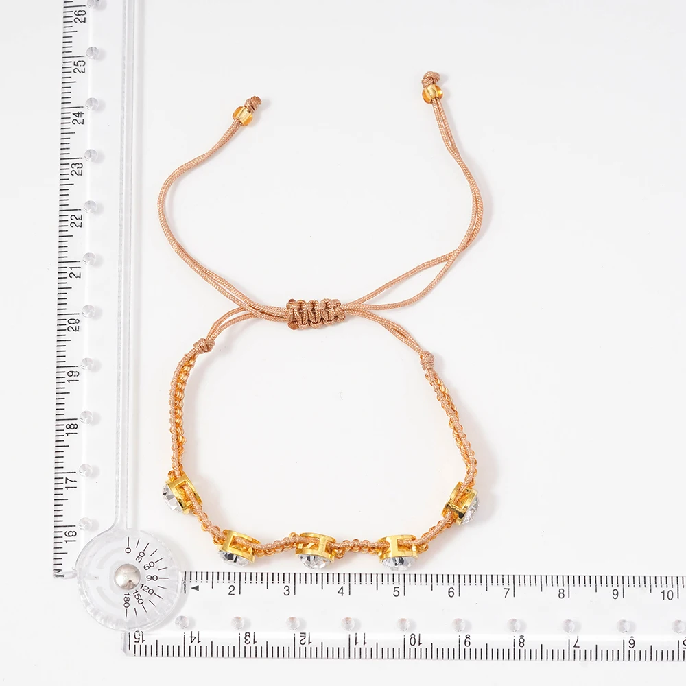Wholesale Women Rhinestone Jewelry with Thread Gold Plated Luxury Bead Bracelet Factory Adjustable Handmade Woven Bracelet