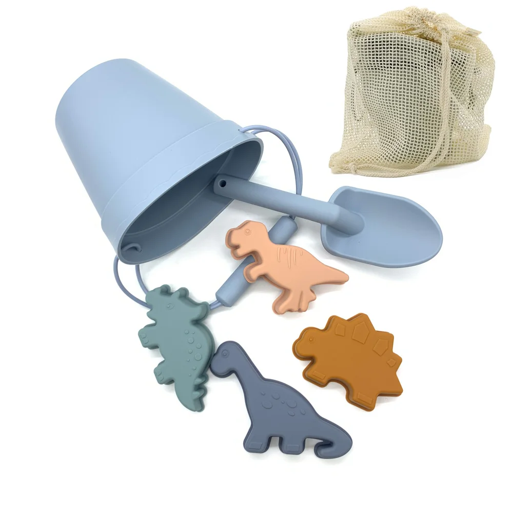 Eco-Friendly Silicone Beach Sand Toys for Kids,Bucket and Shovel with Bag,Beach Accessories Ocean,fruit,Dinosaur,Vehicle,Castle