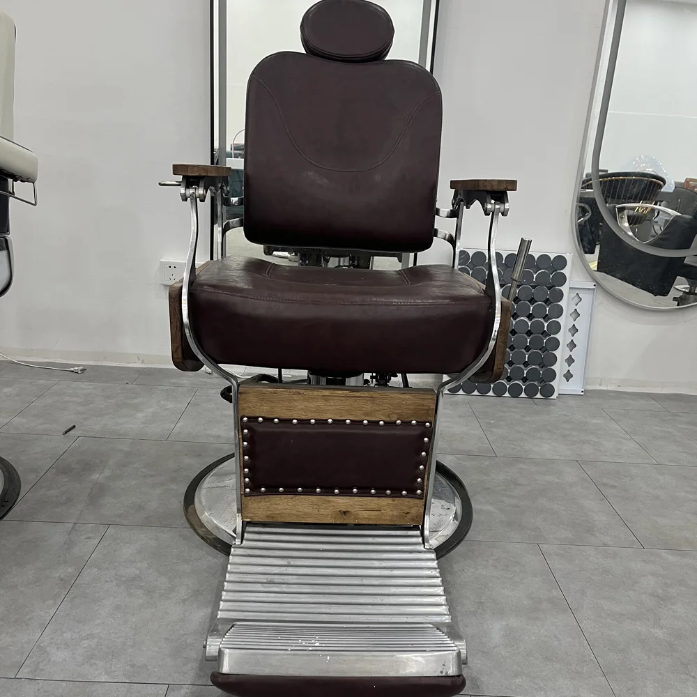 Yapin wholesale classic durable hydraulic piston salon brown men styling barber chair