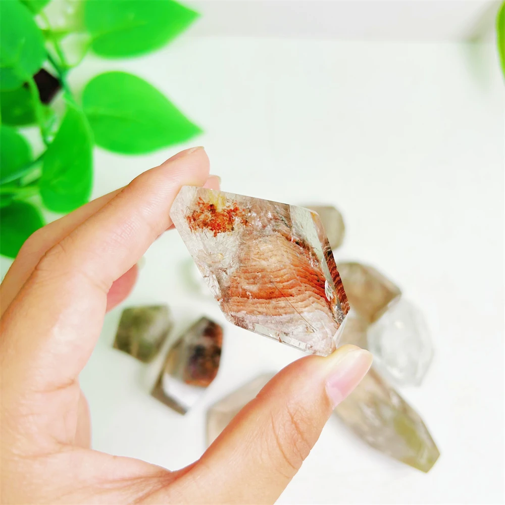 Wholesale Crystal Stone Natural Raw Stone Ghost Crystals Polished Melaleuca garden quartz Free Form For Decoration