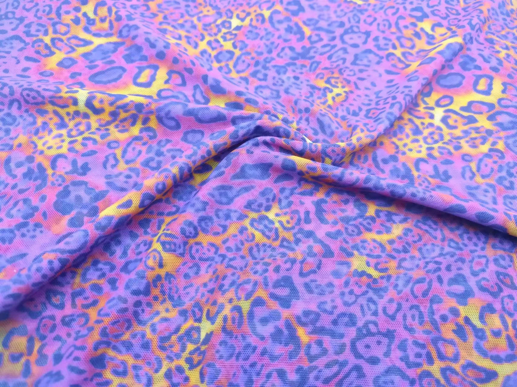 2023 Popular Digital Printing mesh knitted 4 ways stretch fabric nylon spandex leopard digital  printing stretchy mesh fabric