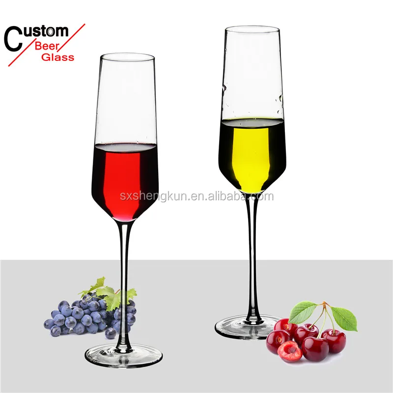 
Big handmade clear 250ml lead-free crystal glass champagne flute carving logo 