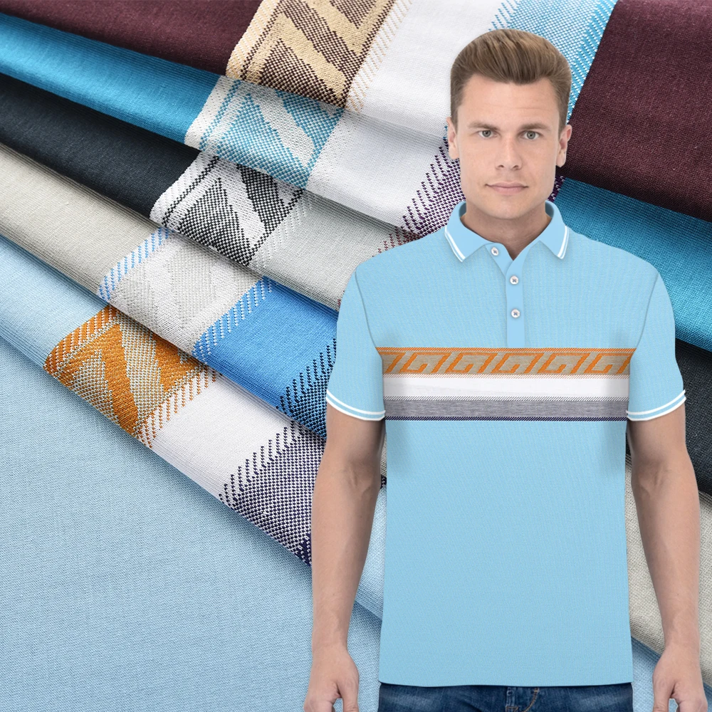 Wholesale Custom Knitting Yarn Dyed Jacquard Fashion Fabric 50% Cotton 50% Tencel Fabric For Polo Shirt