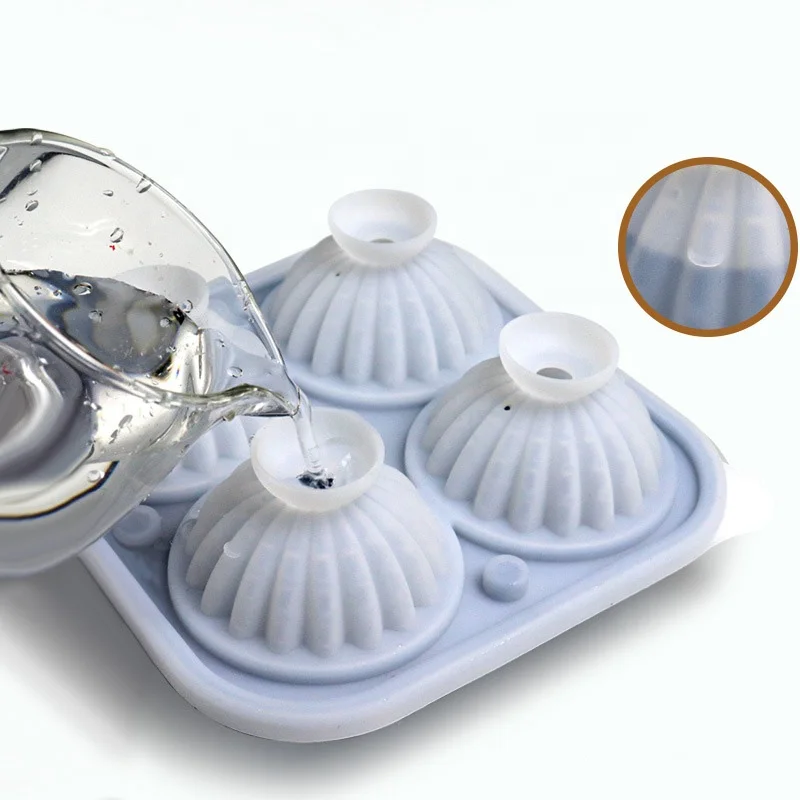 New Design Ice Cream Silicone Molds 4 Cavities Easy To Demold Ice Cube Molds Trays BPA Free Silicone Ice Mold