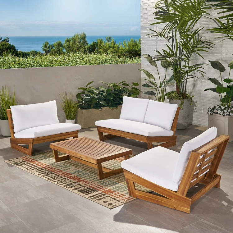 Free Shipping Within US Outdoor Garden Furniture 4 Seater Chat Set with Coffee Table