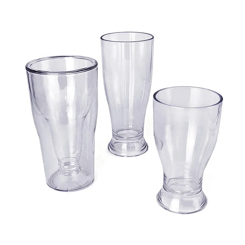 240/250/340ml Reusable Clear Beer Glasses Plastic Glass Cup