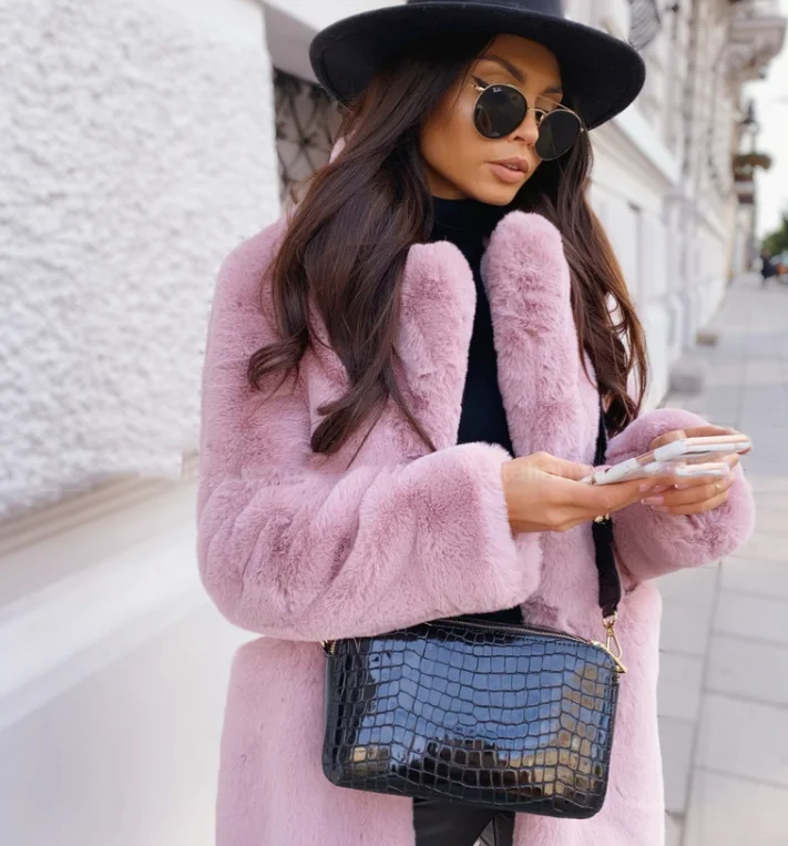 2024 hot sale cheap price European and American sexy model winter jacket long fur coats