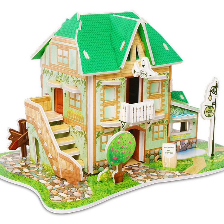 New construction 3d paper model toy EVA cardboard cartoon castle puzzle