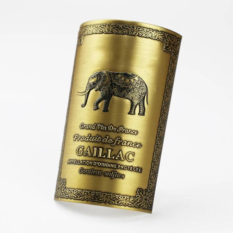 Made In China Aluminum Metal Crafts Matte Creative Design Labels Wine Labels High Quality Wine Metal Label