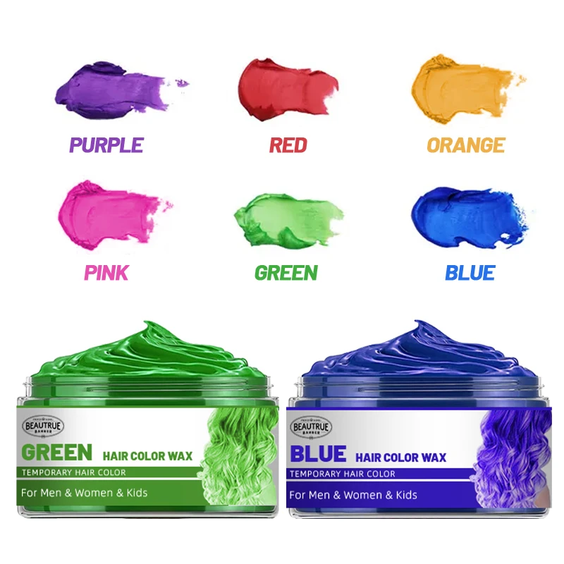 6 colour Color Hair Disposable hair Color Wax Dye one-time molding paste Sliver Grandma Green Matte clay Hair Dye Wax Mud Cream