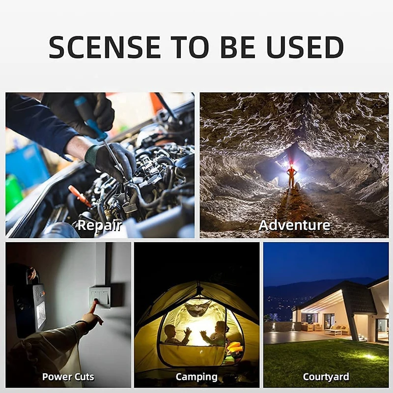 USB Rechargeable 6000mAh Power Bank 6000LM 5 Lights Modes Emergency Solar COB LED Camping Lantern with Speaker