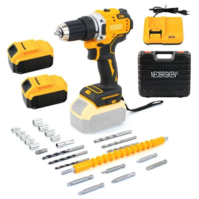 NEOBRISKEN Portable 20V Cordless Lithium Impact Drill with 10mm Chuck and Accessories Multifunctional Power Drill